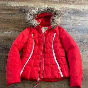 Eddie Bauer Goose Down faux fur puffer winter hooded coat S
